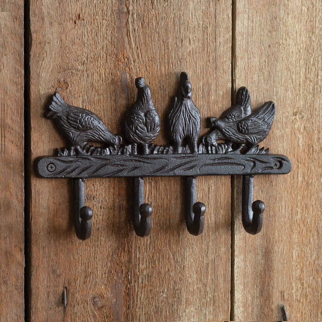 CTW Home Collection 420188 Hens and Chicks Wall Hooks, 10.25-Inch Width, Cast Iron