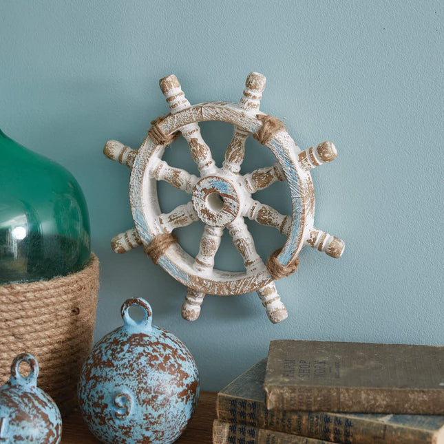 CTW Home Collection Nautical Wheel Wall Décor, 10.5-inch Diameter, Wood, Home, Home Décor