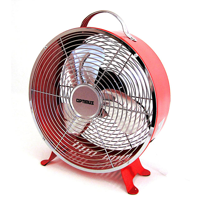 Optimus F-6310RD F-6310 2-Speed 50-Watt 10-In. Portable Retro Drum Fan (Red)