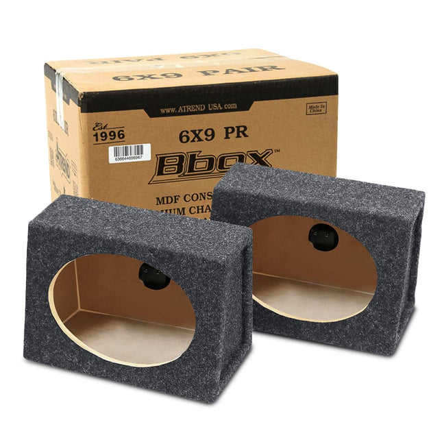 Bbox Pro Audio Tuned Car Speaker Boxes & Enclosures - 6x9 Speaker Box for Great Sound Quality for Home & Vehicle - Push and Insert Speaker Terminals - Set of 2 6x9 Speaker Boxes - Charcoal