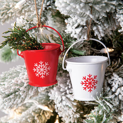 CTW Home Collection Red and White Bucket Ornaments, 2.5-Inch Diameter, 2.5-Inch Height