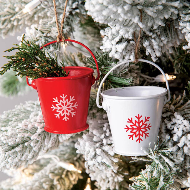 CTW Home Collection Red and White Bucket Ornaments, 2.5-Inch Diameter, 2.5-Inch Height