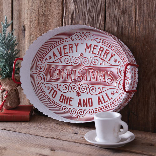 CTW Home Collection Metal Very Merry Christmas Metal Tray, 18.5-inch Width, Holiday Kitchen Accessories