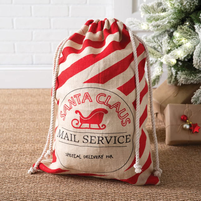 CTW Home Collection Burlap Christmas Santa Claus Mail Service Toy Sack, 31-inch Height, Holiday Season Decoration