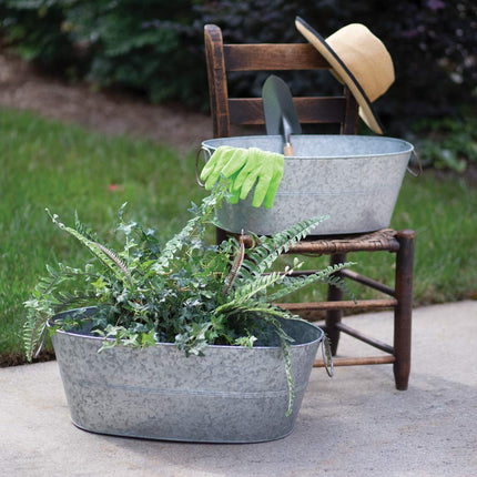 CTW Home Collection 370510 Galvanized Wash Tubs Set of 2, 24.50-inch Width, Galvanized Metal