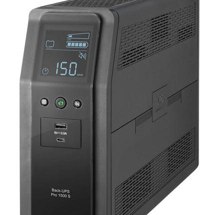 APC UPS 1500VA Sine Wave UPS Battery Backup, BR1500MS2 Backup Battery Power Supply, AVR, 10 Outlets, (2) USB Charger Ports