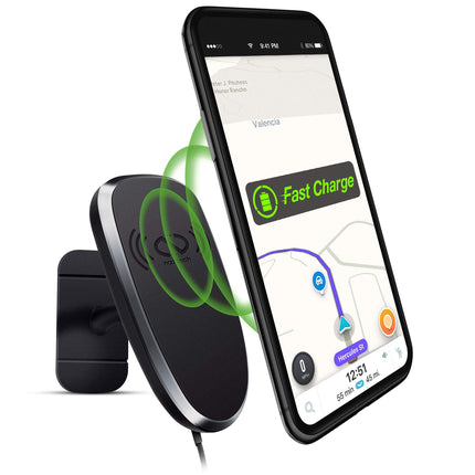 Naztech MagBuddy Wireless Charge Anywhere+ Mount [Hands-Free] Compatible for iPhone 12/SE/11/Pro/Pro Max, Galaxy S20/S10/S9,Note20/10/9 + More [Black]
