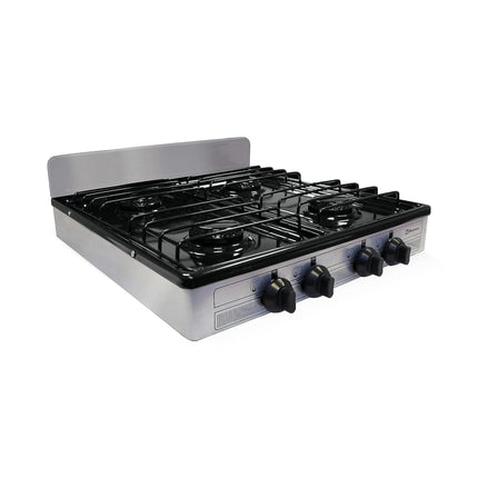 Koblenz PSK-400S 4 Portable Porcelain Cover and Four 16,000 BTU Burners, Stainless Steel Stove for Propane Gas