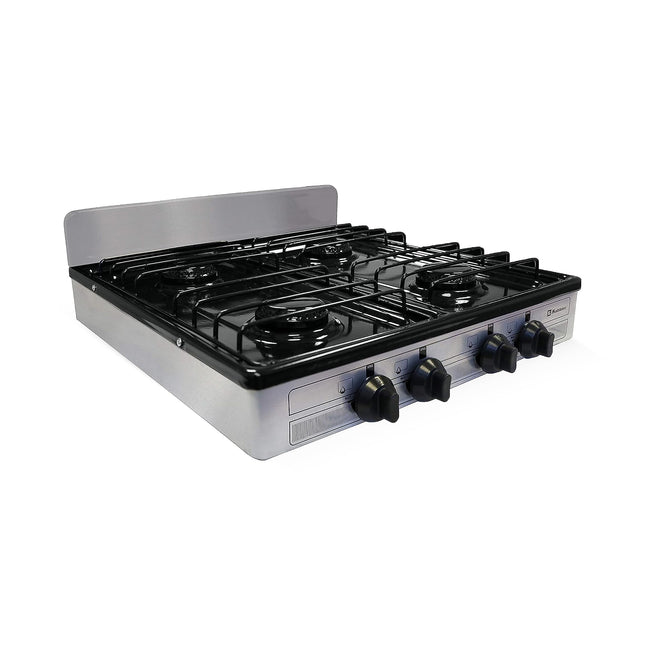 Koblenz PSK-400S 4 Portable Porcelain Cover and Four 16,000 BTU Burners, Stainless Steel Stove for Propane Gas