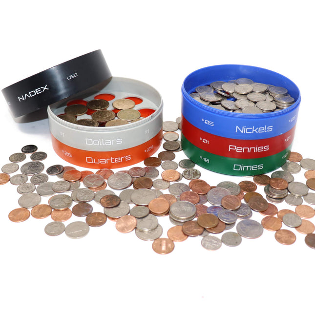 Nadex Twist & Shake Coin Interlocking Coin Sorting Tray System | Sorts Pennies Through Dollar Coins