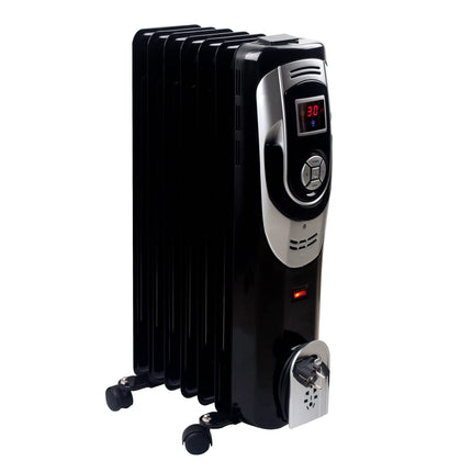 Optimus 7 Fins Oil Filled Radiator Timer, Digital Heater, Black