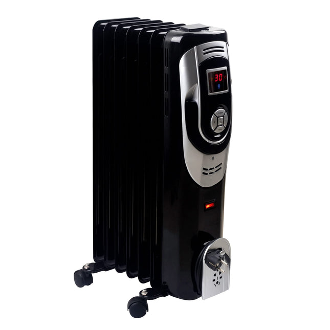 Optimus 7 Fins Oil Filled Radiator Timer, Digital Heater, Black