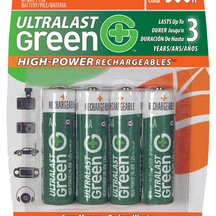 UltraLast Green High Power/Capacity NiMH 4-Pack AA.