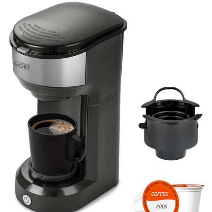 COMMERCIAL CHEF Coffee Machine, Single Serve Coffee Maker, Portable Coffee Maker Single Serve with 13 Ounce Water Tank & One Touch Button for Coffee Brewing