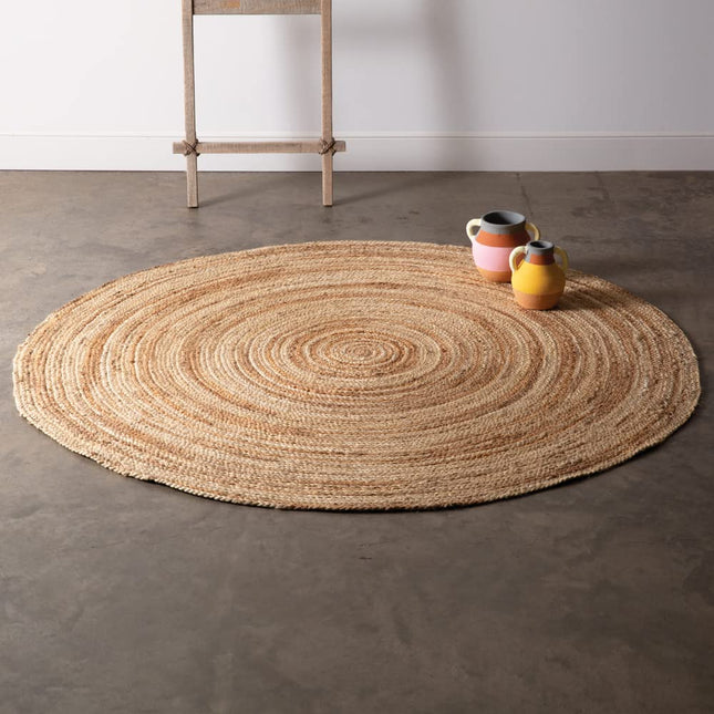 CTW Home Collection Natural and Ivory Swirl Jute Rug, 5-Feet Diameter