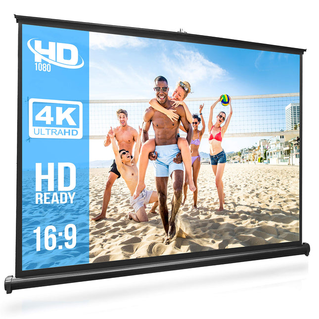 Pyle 50  Inch Portable Projector Screen - Portable Floor Standing Fold-Out Roll-Up Tripod Manual, Office Presentation, Quick Assembly - PRJTP53