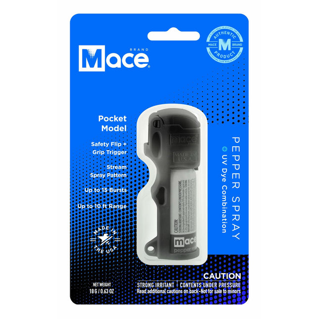 mace Brand Pocket Pepper Spray, Ideal Self Defense Keychain for Women, 10 ft Range, Made in The USA, Black