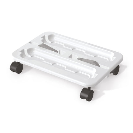 Deflecto Stack 'N Go Caddy Wheel Base, Craft Organizer, Compatible with Deflecto Desk Supplies Organizer Caddy, White, 16W x 3 1/4H x 11D (29443CR)