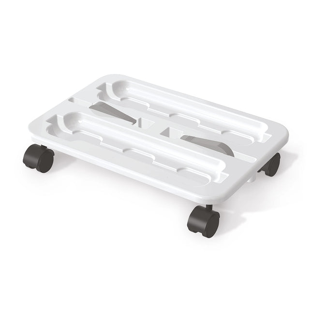 Deflecto Stack 'N Go Caddy Wheel Base, Craft Organizer, Compatible with Deflecto Desk Supplies Organizer Caddy, White, 16W x 3 1/4H x 11D (29443CR)