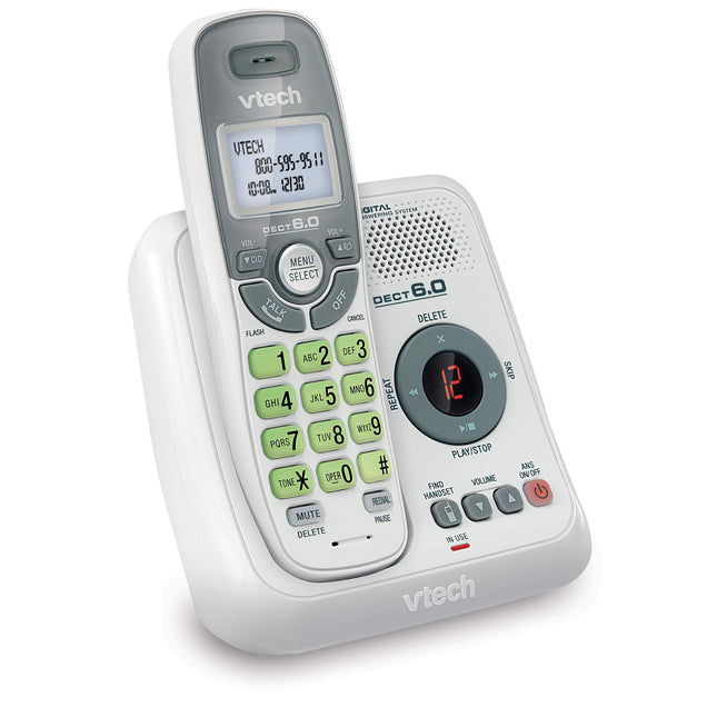 VTech CS6124 DECT 6.0 Cordless 2K DCI 1080p Phone with Answering System and Caller ID/Call Waiting, White with 1 Handset