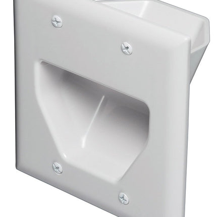 DATA COMM Electronics 45-0002-WH 2-Gang Recessed Low Voltage Cable Plate - White