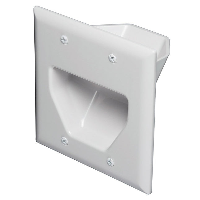 DATA COMM Electronics 45-0002-WH 2-Gang Recessed Low Voltage Cable Plate - White