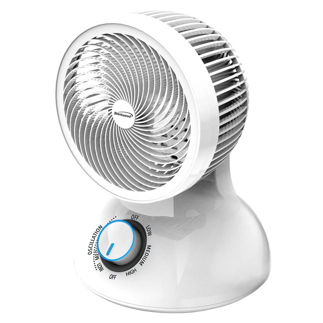 Brentwood 3-Speed Quiet Oscillating Air Circulator Desktop Fan White (6-Inch)