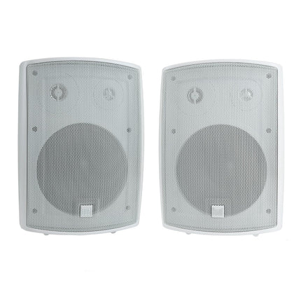 Dual Electronics LU53PW 5.25" 3-Way High Performance Outdoor Indoor Speakers | Effortless Mounting Brackets | All Weather Resistance | Expansive Stereo Sound | Sold in Pairs, White