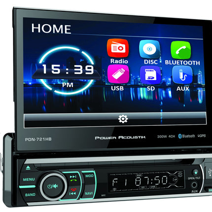 Power Acoustik PD-721B 7  Incite Single-DIN in-Dash Motorized LCD Touchscreen DVD Receiver with Detachable Face & Bluetooth