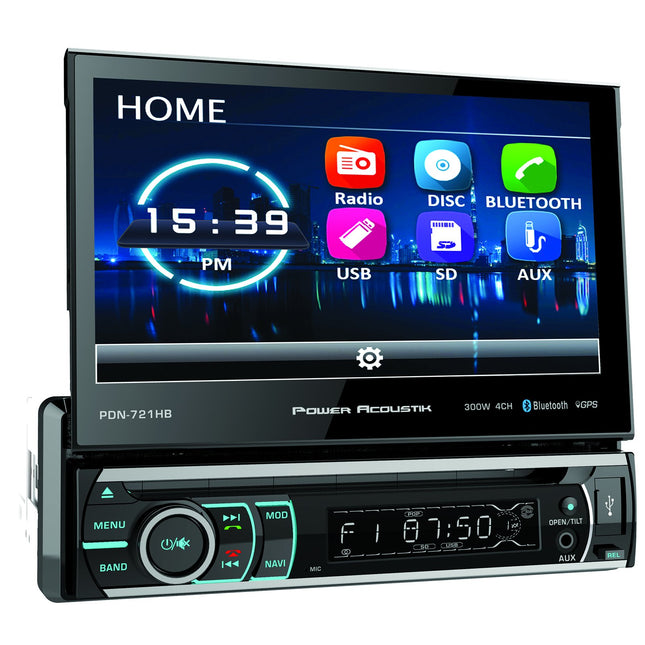 Power Acoustik PD-721B 7  Incite Single-DIN in-Dash Motorized LCD Touchscreen DVD Receiver with Detachable Face & Bluetooth