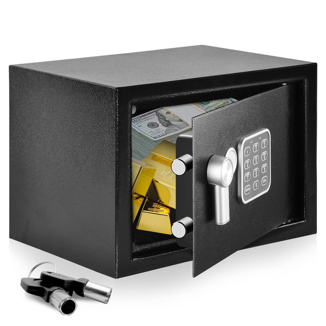 SereneLife Safe and Lock Box - Safe Box, Safes And Lock Boxes, Money Box, Safety Boxes for Home, Digital Safe Box, Steel Alloy Drop Safe, Includes Keys- SereneLife SLSFE14