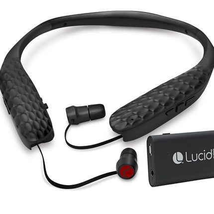 Lucid Audio HLT-Earbud-HS-TV Amped HearBand and Wireless TV Streamer - Bluetooth Neckband Earbuds - Black