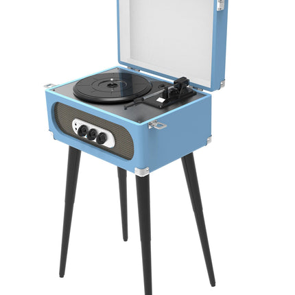 SYLVANIA SRC894-BLUE Bluetooth Retro Turntable with Stand & FM Radio (Blue)