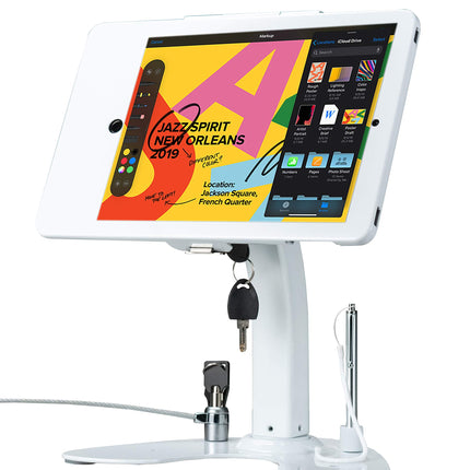 Dual Kiosk Stand - CTA Security Stand with Locking Case, Cable, Stylus and Tether - Compatible with Headphone Jack, iPad 7th/ 8th/ 9th Gen 10.2”, iPad Pro 10.5 (PAD-ASKW10) - White