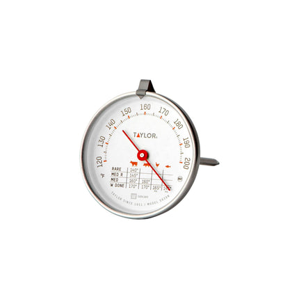 Taylor Leave-in Meat Oven Safe Compact Analog Dial Meat Food Grill BBQ Kitchen Cooking Thermometer, 3 inch dial, Stainless Steel