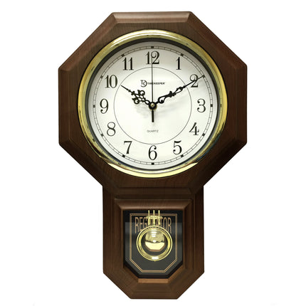 17.5 x 11.25 Essex Westminster Chime Faux Wood Pendulum Wall Clock, Walnut