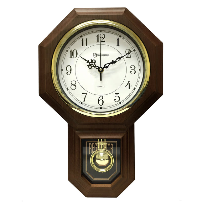 17.5 x 11.25 Essex Westminster Chime Faux Wood Pendulum Wall Clock, Walnut