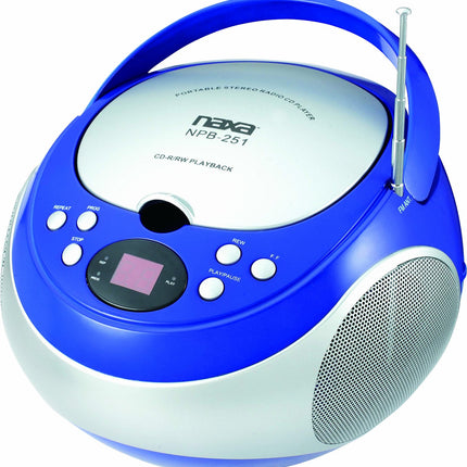 NAXA Electronics NPB-251BU Portable CD Player with AM/FM Stereo Radio Blue
