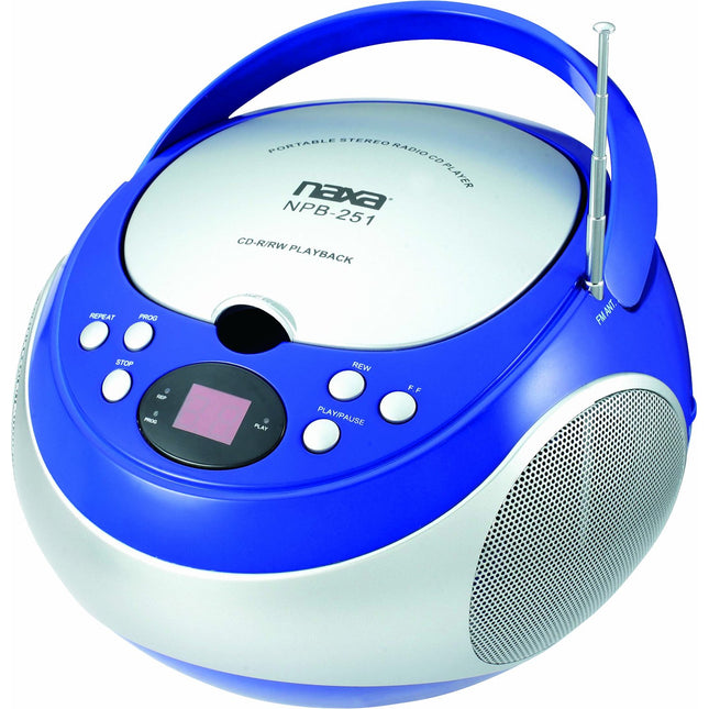 NAXA Electronics NPB-251BU Portable CD Player with AM/FM Stereo Radio Blue