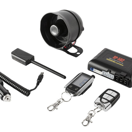 Crimestopper SP-502 2-Way LCD Paging Combo Alarm, Keyless Entry and Remote Start System with Rechargeable Remote