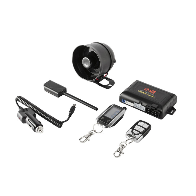 Crimestopper SP-502 2-Way LCD Paging Combo Alarm, Keyless Entry and Remote Start System with Rechargeable Remote