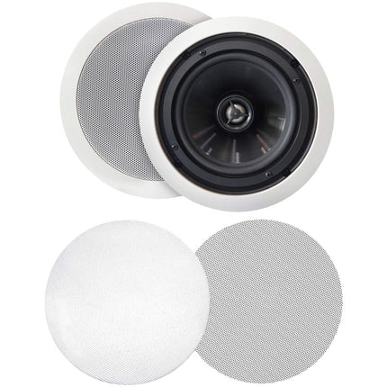 BIC America MSRPRO6 125-Watt 6.5  Weather-Resistant in-Ceiling Speakers with Pivoting Tweeters & Metal & Cloth Grilles, white
