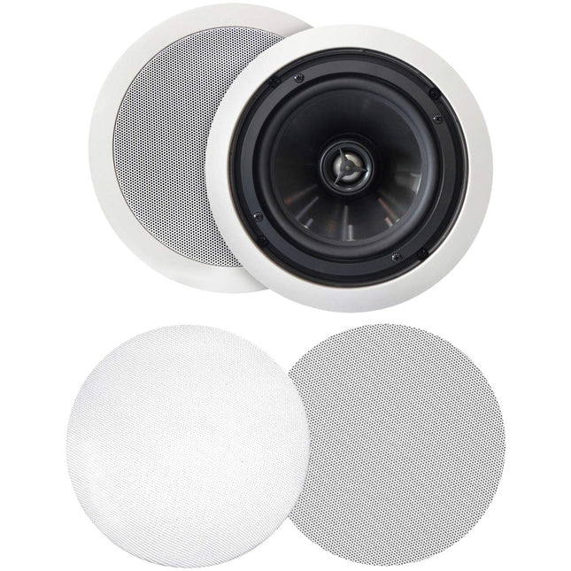BIC America MSRPRO6 125-Watt 6.5  Weather-Resistant in-Ceiling Speakers with Pivoting Tweeters & Metal & Cloth Grilles, white