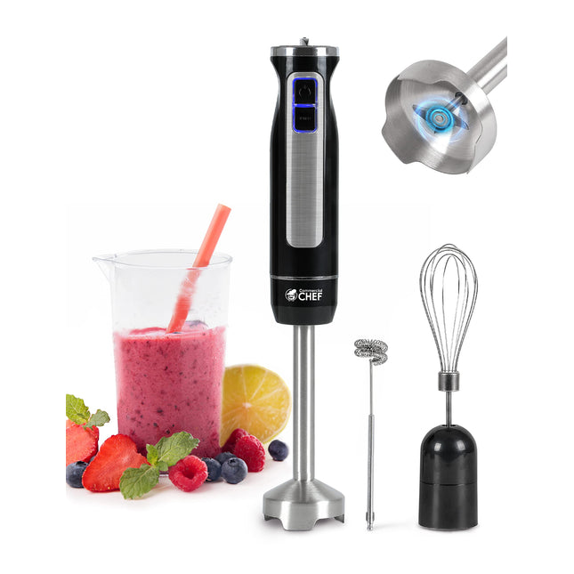 COMMERCIAL CHEF Immersion Blender, Multi-Purpose Immersion Hand Blender with Stainless Steel Blade, Handheld Mixer with 8 Variable Speed Options