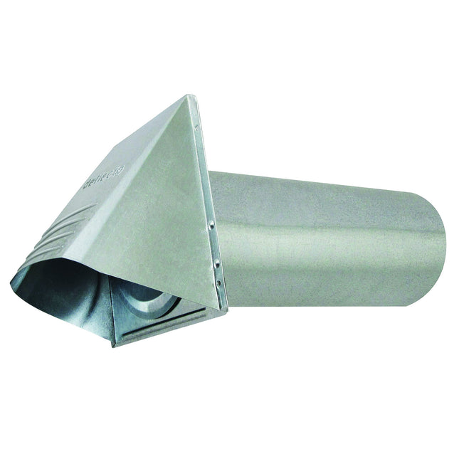 Deflecto Dryer Vent, Wide Mouth Galvanized Vent Hood with Pipe, Silver, 4” (GVH4NR) , GRAY