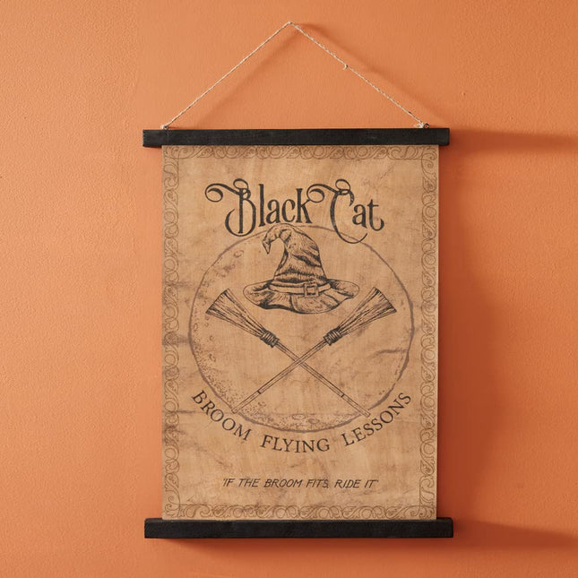 Colonial Tin Works Black Cat Flying Lessons Canvas, 25-inch Height