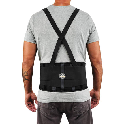 Ergodyne ProFlex 100 Back Support Brace, 8" Spandex Belt, Adjustable, Removeable Straps, 3XL, Black