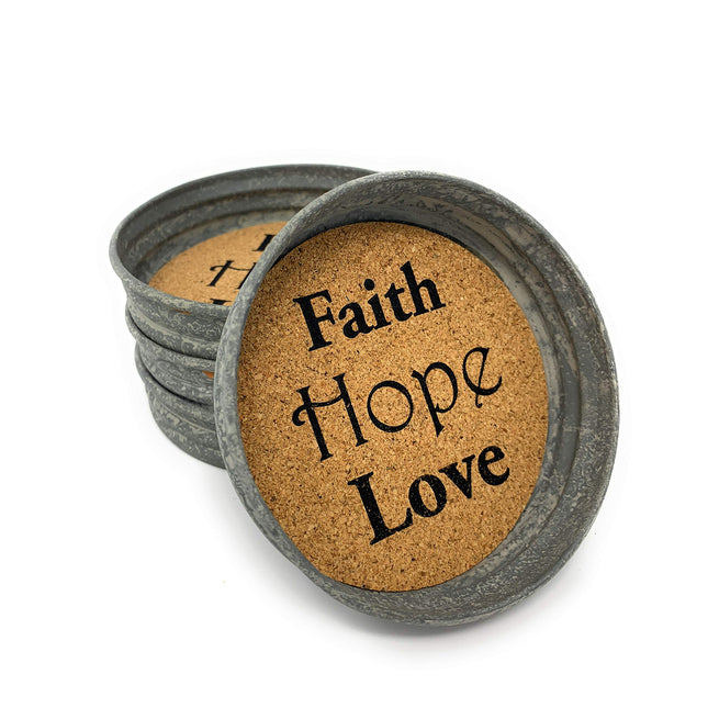 Mason Jar Lid Coaster - Faith Hope Love Mason Jar Lid Coaster - Faith Hope Love