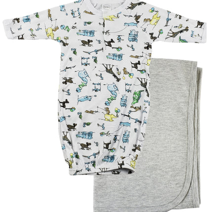 Print Infant Gown and Recieving Blanket CS_0093