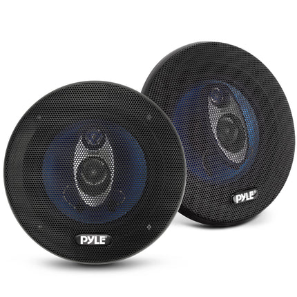 Pyle 5.25” Car Sound Speaker (Pair) - Upgraded Blue Poly Injection Cone 3-Way 200 Watt Peak w/Non-fatiguing Butyl Rubber Surround 100-20Khz Frequency Response 4 Ohm & 1  ASV Voice Coil - Pyle PL53BL